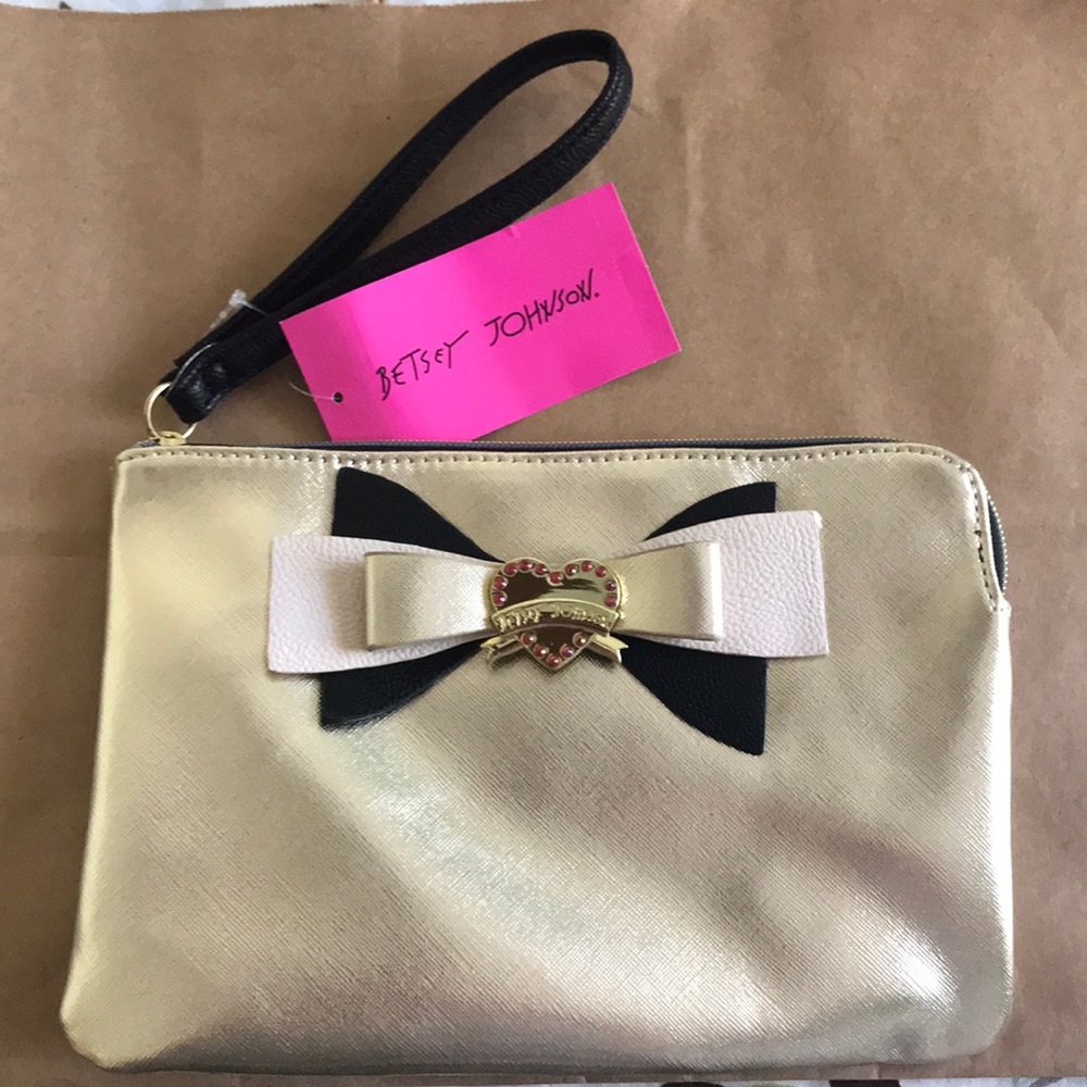 Betsey Johnson Gold Bow Wristlet NWT